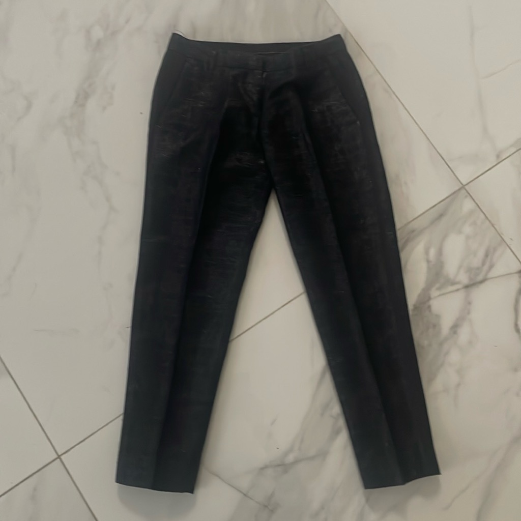 All Saints Black Cropped Dress Pants With Tuxedo Stripe. Size Us 2